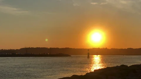 Golden sunset at the ocean Stock Footage 198946866