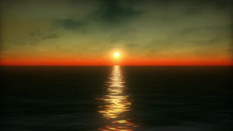 Golden Sunset Ocean Horizon Cloudscape Natural Motion Background Видео 291859894