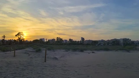 Golden Sunset Over a Beach on the Spanish Coast Stock Footage 231595902