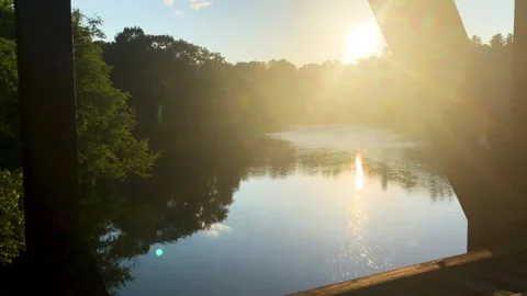Golden sunset over bridge Stock Footage 205713829