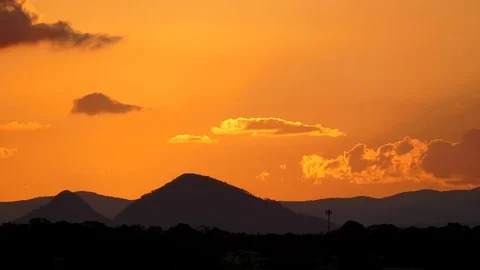 Golden Sunset Over Mountain Stock Footage 76204452