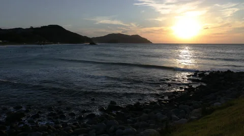 Golden sunset over ocean Stock Footage 68411337