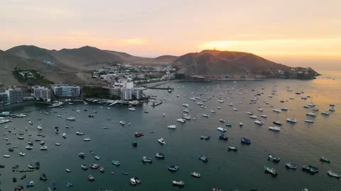 Golden sunset over a Peruvian beach during summertime. Stock Footage 304072062