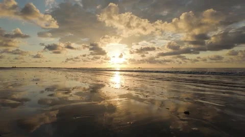 Golden sunset over a tranquil beach in Uvita, Costa Rica Stock Footage 302692372