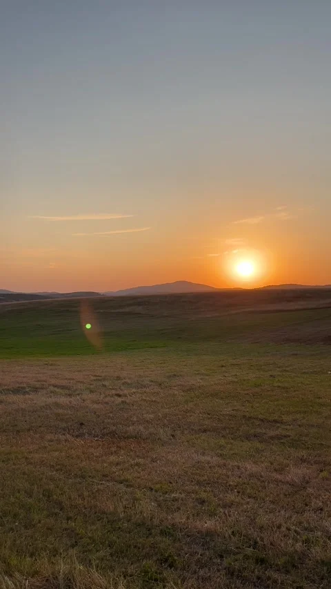 Golden Sunset Over Wheat Field with Mountains in Background 4K 스톡 동영상 342127238