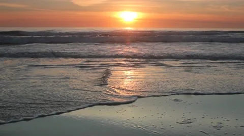 Golden Sunset reflecting on a Beach No.2 Video stock 48276076