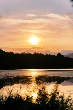 Golden Sunset Reflection Foto stock