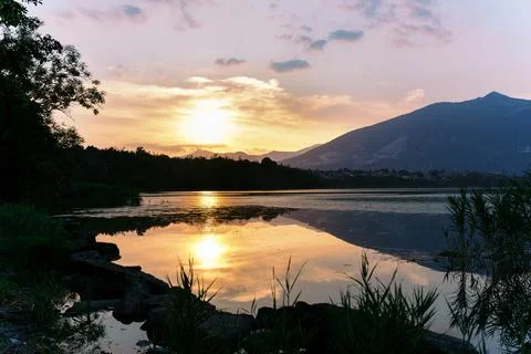 Golden Sunset Reflection Stock Photos