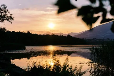 Golden Sunset Reflection Stock Photos