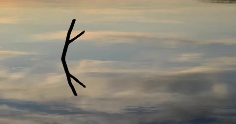 Golden sunset reflection on the river surface, 4k Stock Footage 142784409