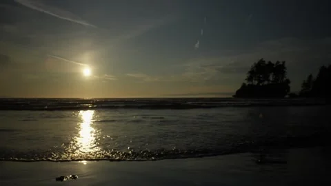 Golden Sunset Reflections on Wet Sandy Shore 스톡 동영상 314745317