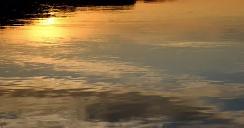 Golden sunset on the river, 4k Stock Footage 142785206