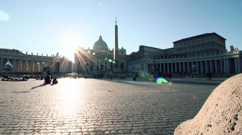 Golden sunset in saint peter square, dolly camera Видео 61452163
