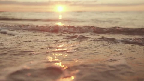 Golden sunset on a sandy beach Video stock 159720385