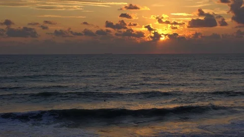 Golden sunset on the sea shore. Stock Footage
