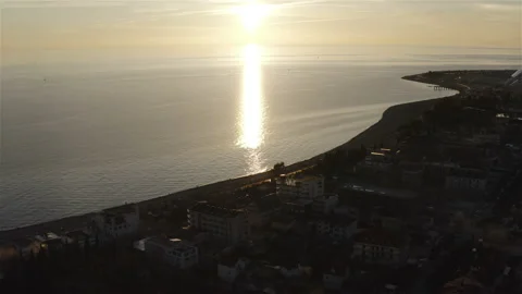 Golden sunset on the sea surface Stock Footage 134664246
