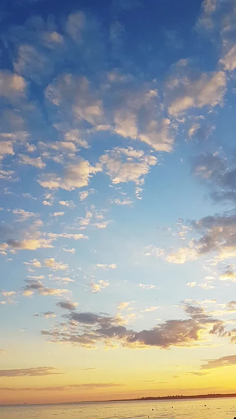 Golden Sunset Sky with Soft Clouds. Stock Footage 303601096