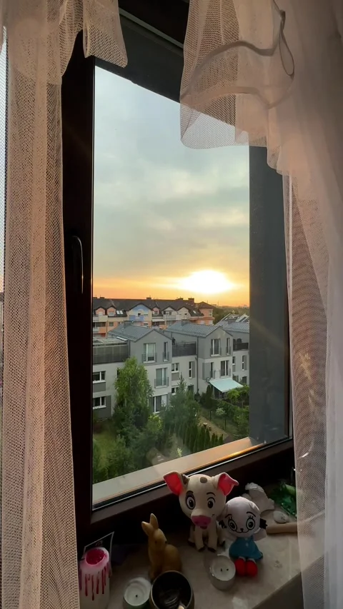 Golden Sunset Through an Open Window Stock Footage 303168543