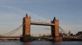 Golden Sunset Tower Bridge London Skyline Thames River Double Decker Bus Passing HD Footage