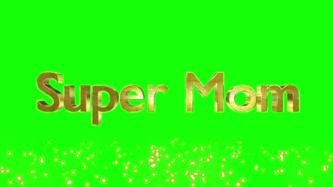 Golden super mom text animation floating above glowing sparkling particles Vidéo 344714788