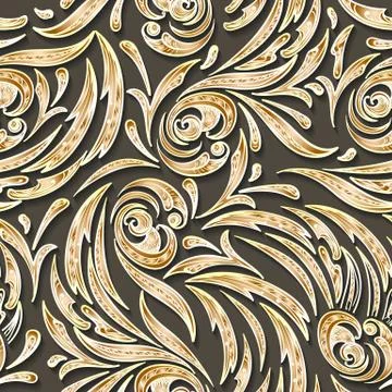 Golden Swirls Seamless Pattern Stock Illustration