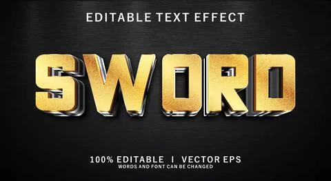 Golden sword 3d vector text effect with modern style design Stock Illustration