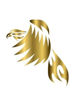 Golden symbol of eagle that is flying.. Stock Illustration