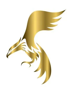 Golden symbol of eagle that is flying.. Stock Illustration