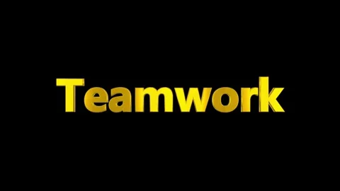 Golden teamwork text repeating across dark background for corporate Stock Footage 344714329