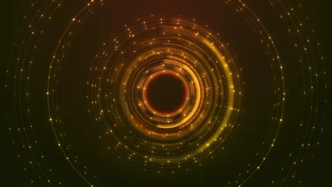 Golden technology ring interface visual with concentric dots, warm glow, and dar Stock Footage 340550291