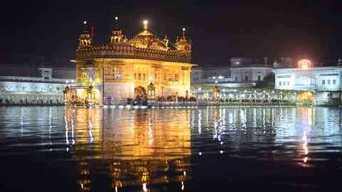 Golden temple at night Stock Footage 137416704