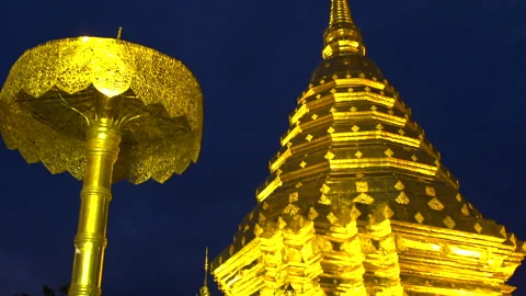Golden temple at night Stock Footage 280175688