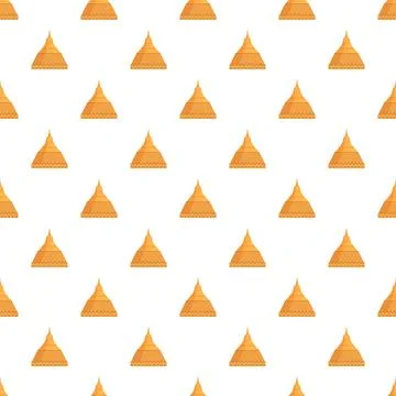 Golden temple pagoda pattern repeating on white background Stock Illustration