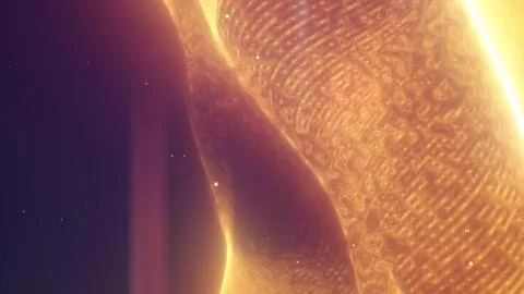 Golden terrain with glowing soft light and intricate surface pattern in a d.. Stock Illustration