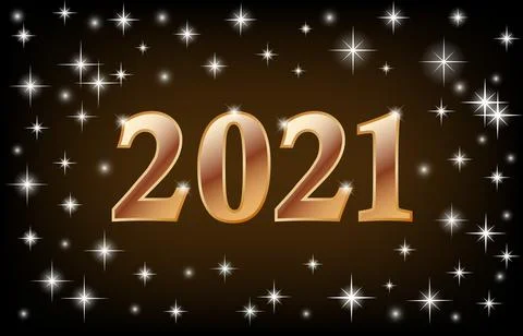 Golden text 2021 Happy new year. Stock Illustration