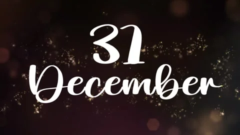 Golden text date of 31 December with festive glowing particles bokeh lights.. Stock Footage 290071004
