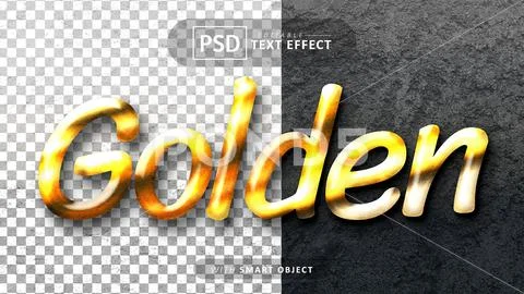 Golden text effect editable Modello PSD