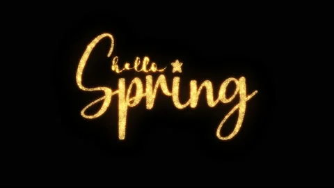 Golden text flickering Hello Spring on black background. Stock Footage 203691851