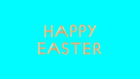 Golden text happy easter on blue background looped 3D animation Stock Footage 106031146