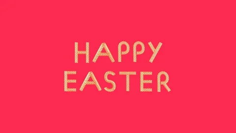 Golden text happy easter on pink background looped 3D animation Stock Footage 105603655