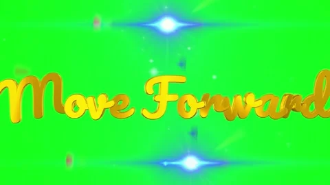 Golden text 'move forward' on green background with sparkling lights 스톡 동영상 335280250