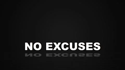 Golden Text "NO EXCUSES" Glowing on Dark Background - Motivation and Succes.. Stock Footage 346660320