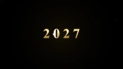 Golden text twenty twenty seven with a glowing horizontal line and particle.. Stock Footage 345080691