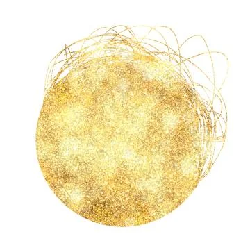 Golden texture abstract round shape background. Frame template. Stock Illustration