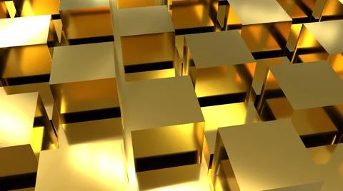Golden texture with cubes.  Stock Illustration