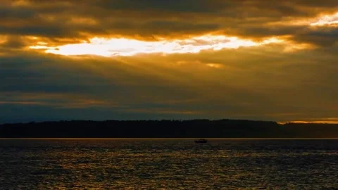 Golden texture water surface small waves slow motion move form ripples at sunset Stock Footage 276631454