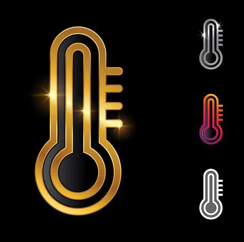 Golden thermometer vector symbol Stock Illustration