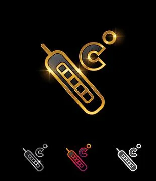 Golden thermometer vector symbol Stock Illustration