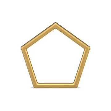 Golden thick pentagonal frame five side angled decorative border 3d element.. Stock Illustration