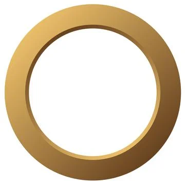 Golden thick ring with gradient isolated on white background. Clipart. Stock Illustration